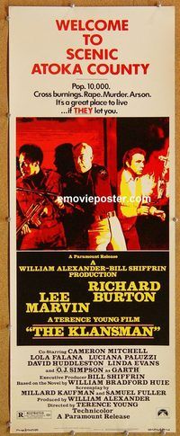 w296 KLANSMAN insert movie poster '74 Lee Marvin, Richard Burton