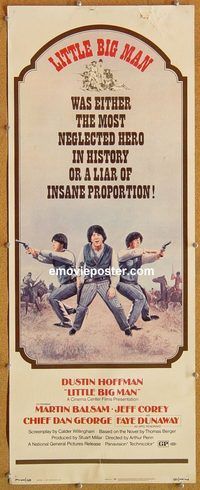 w313 LITTLE BIG MAN insert movie poster '71 Dustin Hoffman, Dunaway
