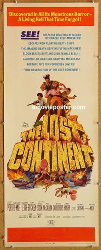 w319 LOST CONTINENT insert movie poster '68 Hammer sci-fi!