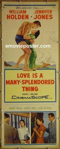 w322 LOVE IS A MANY-SPLENDORED THING insert movie poster '55 Holden