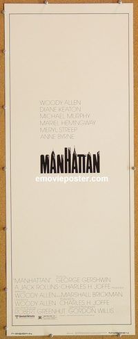 w338 MANHATTAN insert movie poster '79 Woody Allen, Hemingway