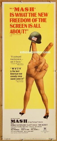 w342 MASH insert movie poster '70 Robert Altman, Elliott Gould