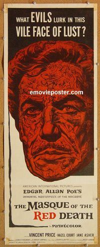 w344 MASQUE OF THE RED DEATH insert movie poster '64 Vincent Price