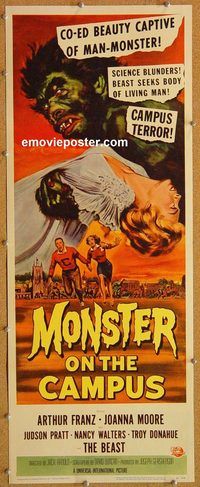 w357 MONSTER ON THE CAMPUS insert movie poster '58 Jack Arnold