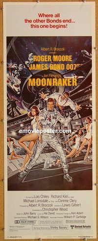 w359 MOONRAKER insert movie poster '79 Roger Moore as James Bond!