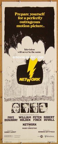 w370 NETWORK insert movie poster '76 Paddy Cheyefsky classic!