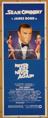 w374 NEVER SAY NEVER AGAIN insert movie poster '83 Sean Connery, Bond