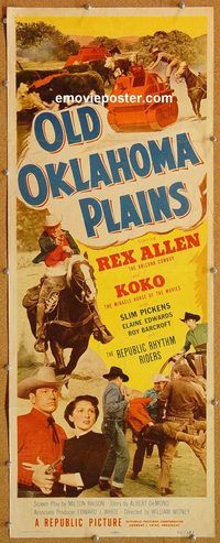 w384 OLD OKLAHOMA PLAINS insert movie poster '52 Rex Allen western!