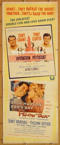w389 OPERATION PETTICOAT/PILLOW TALK insert movie poster '64 Grant