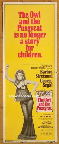 w392 OWL & THE PUSSYCAT insert movie poster R73 Barbra Streisand