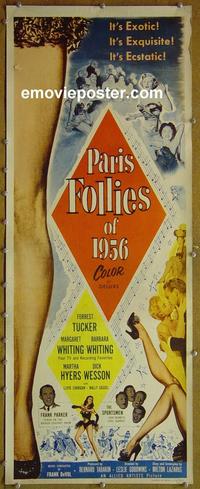 w396 PARIS FOLLIES OF 1956 insert movie poster '56 Forrest Tucker