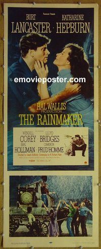 w427 RAINMAKER insert movie poster '56 Lancaster, Hepburn
