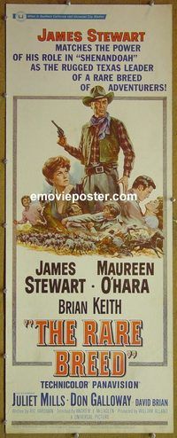 w429 RARE BREED insert movie poster '66 James Stewart, Maureen O'Hara