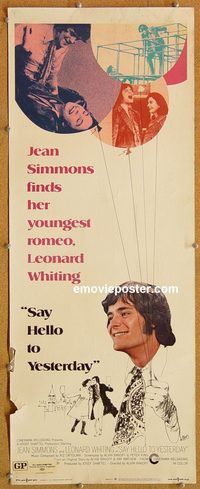 w451 SAY HELLO TO YESTERDAY insert movie poster '71 Jean Simmons