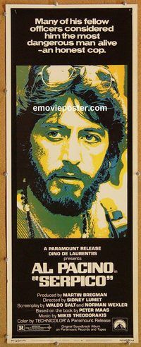 w460 SERPICO insert movie poster '74 Al Pacino crime classic!