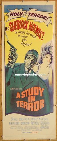 w498 STUDY IN TERROR insert movie poster '66 Neville, Sherlock Holmes