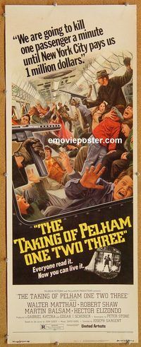 w510 TAKING OF PELHAM ONE TWO THREE insert movie poster '74 Matthau