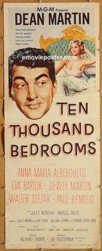 w514 TEN THOUSAND BEDROOMS insert movie poster '57 Dean Martin