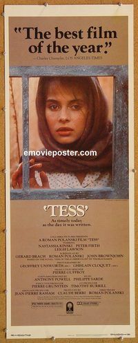 w518 TESS insert movie poster '81 Roman Polanski, Nastassja Kinski
