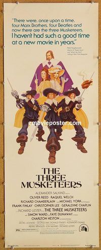 w526 THREE MUSKETEERS insert movie poster '74 Raquel Welch