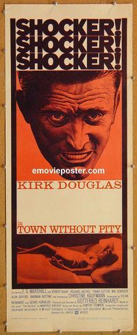 w538 TOWN WITHOUT PITY insert movie poster '61 Kirk Douglas, Marshall