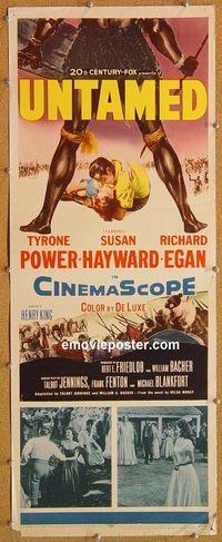 w555 UNTAMED insert movie poster '55 Tyrone Power, Susan Hayward