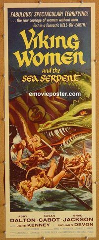 w563 VIKING WOMEN & THE SEA SERPENT insert movie poster '58 AIP!