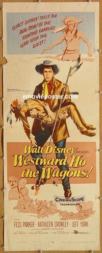 w575 WESTWARD HO THE WAGONS insert movie poster '57 Fess Parker