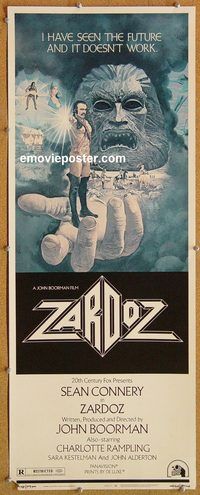 w596 ZARDOZ insert movie poster '74 Sean Connery sci-fi fantasy!