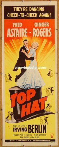 w534 TOP HAT insert movie poster R53 Fred Astaire & Ginger Rogers!