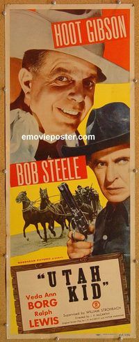 w559 HOOT GIBSON/BOB STEELE stock insert '44 close-up of cowboy Hoot Gibson, Bob Steele, Utah Kid!