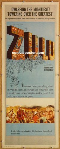 w598 ZULU insert movie poster '64 Stanley Baker, Michael Caine