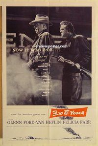 a605 3:10 TO YUMA one-sheet movie poster '57 Glenn Ford, Heflin, western!