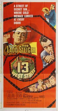 a030 13 WEST STREET three-sheet movie poster '62 Alan Ladd, Rod Steiger