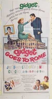 a033 GIDGET GOES TO ROME three-sheet movie poster '63 Darren, Cindy Carol