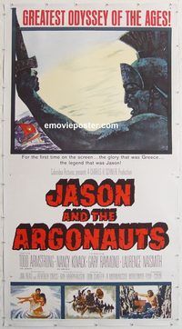 a001 JASON & THE ARGONAUTS linen three-sheet movie poster '63 Ray Harryhausen