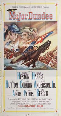 a038 MAJOR DUNDEE three-sheet movie poster '65 Heston, Richard Harris