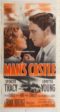 a039 MAN'S CASTLE three-sheet movie poster R50 Spencer Tracy, Loretta Young
