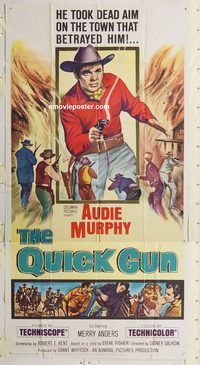 a042 QUICK GUN three-sheet movie poster '64 Audie Murphy, cowboy western!
