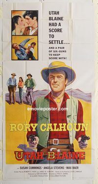 a045 UTAH BLAINE three-sheet movie poster '57 Rory Calhoun, Susan Cummings