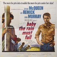a027 BABY THE RAIN MUST FALL six-sheet movie poster '65 Steve McQueen