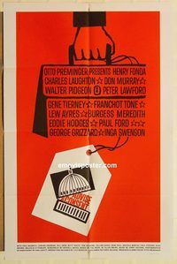 a608 ADVISE & CONSENT one-sheet movie poster '62 Saul Bass artwork!