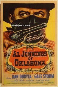 a612 AL JENNINGS OF OKLAHOMA one-sheet movie poster '50 Dan Duryea, Storm