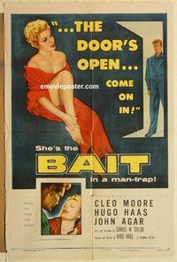 a619 BAIT one-sheet movie poster '54 great bad girl Cleo Moore image!