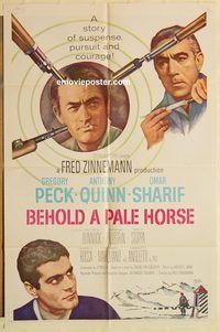 a622 BEHOLD A PALE HORSE one-sheet movie poster '64 Gregory Peck, Quinn