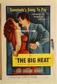 a625 BIG HEAT one-sheet movie poster '53 Glenn Ford, Gloria Grahame
