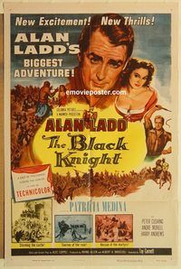 a631 BLACK KNIGHT one-sheet movie poster '54 Alan Ladd, Patricia Medina