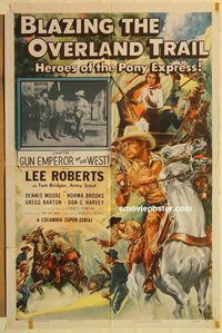a632 BLAZING THE OVERLAND TRAIL Chap 1 one-sheet movie poster '56 serial