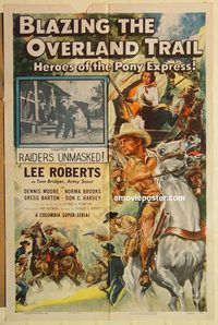 a636 BLAZING THE OVERLAND TRAIL Chap 15 one-sheet movie poster '56 serial