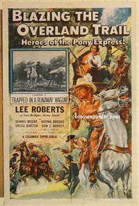 a640 BLAZING THE OVERLAND TRAIL Chap 5 one-sheet movie poster '56 serial